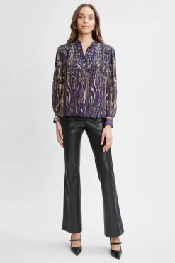 Elie Tahari Tops & Sweaters-Paisley Micro Pleat Shirt STERLINGPALACEPRINT