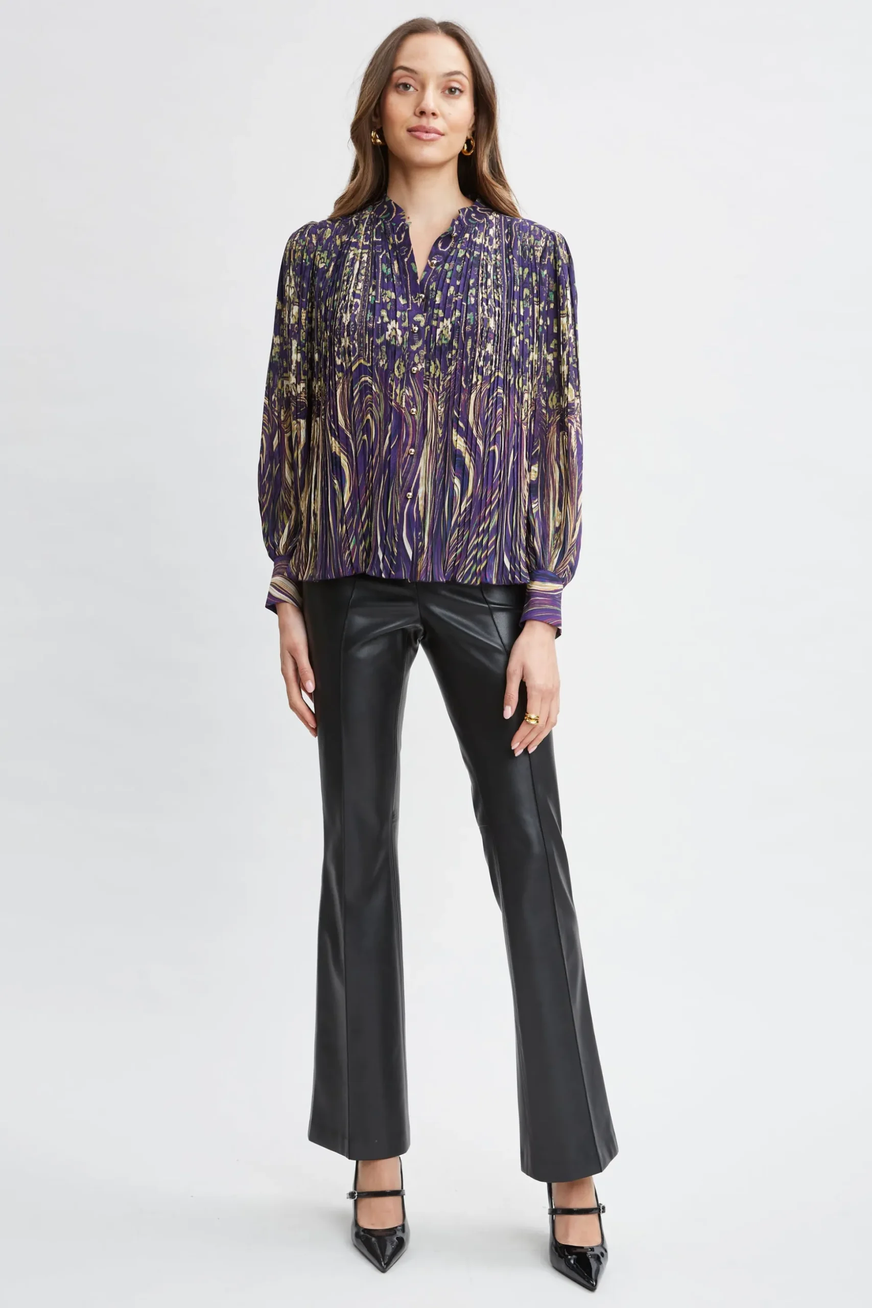 Elie Tahari Tops & Sweaters-Paisley Micro Pleat Shirt STERLINGPALACEPRINT