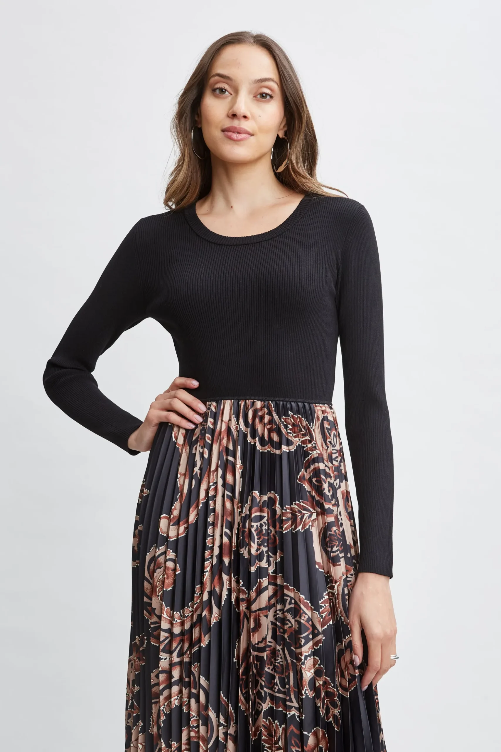 Elie Tahari Dresses & Jumpsuits-Paisley Pleated Midi Dress NOIR/MYSTICALPAISLEYPRINT