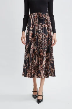 Elie Tahari Dresses & Jumpsuits-Paisley Pleated Midi Dress NOIR/MYSTICALPAISLEYPRINT