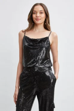 Elie Tahari Tops & Sweaters-Pave Sequin Cami BLACK