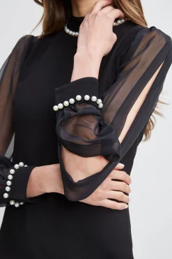 Elie Tahari Dresses & Jumpsuits-Pearl Detail Crepe Dress BLACK