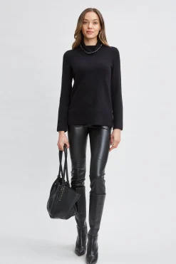 Elie Tahari Tops & Sweaters-Pearl Turtleneck Cashmere Wool Sweater BLACK