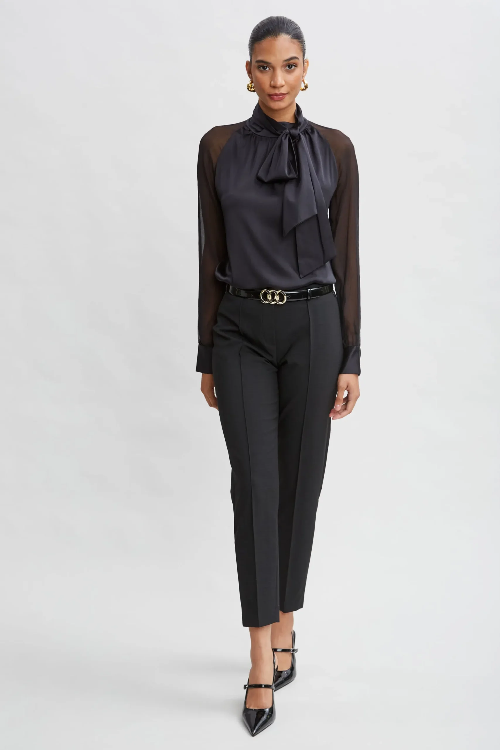 Elie Tahari Bottoms|Suiting-Pintuck Slim Pant BLACK