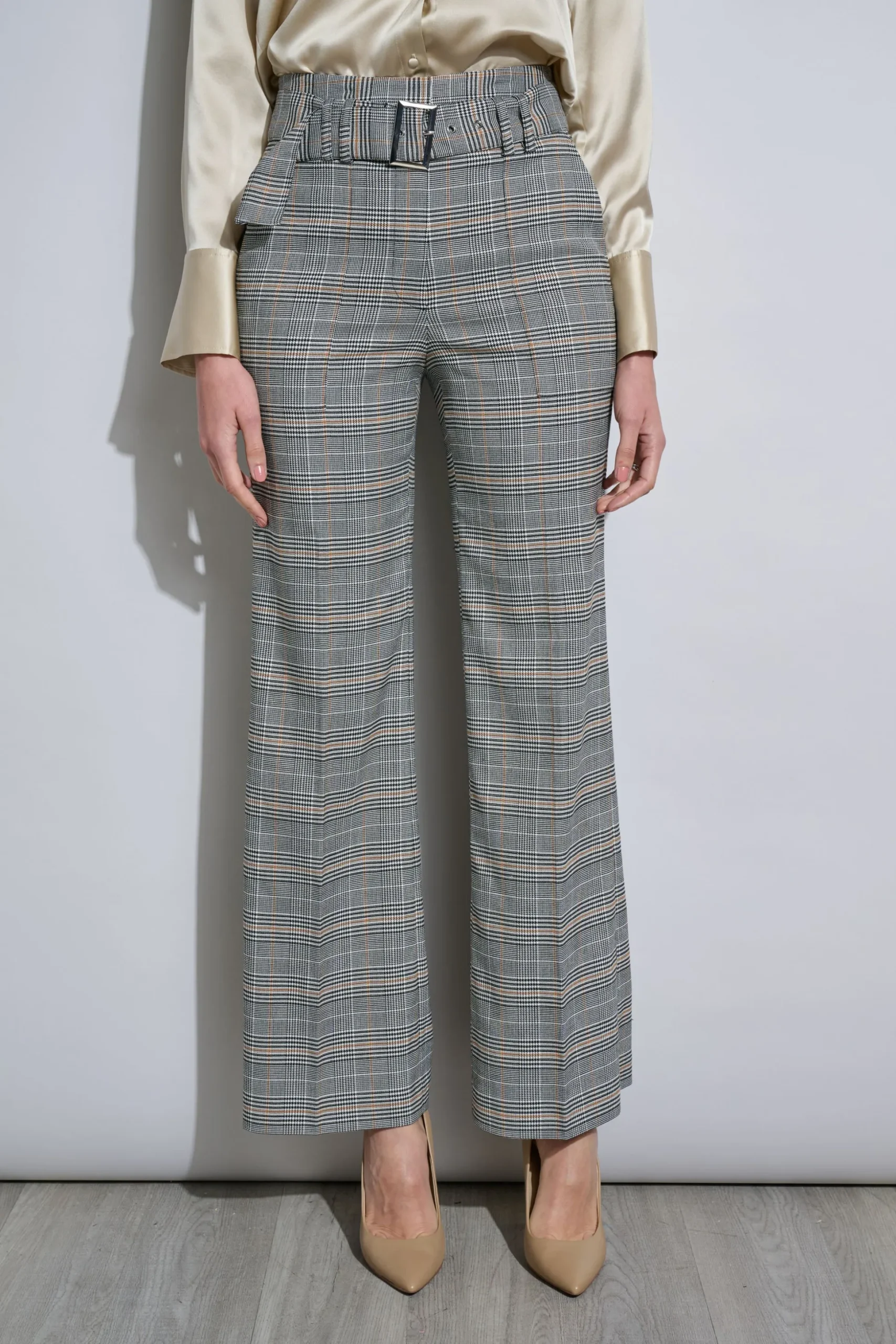 Elie Tahari Bottoms-Plaid Belted Pant ANGIEPLAID