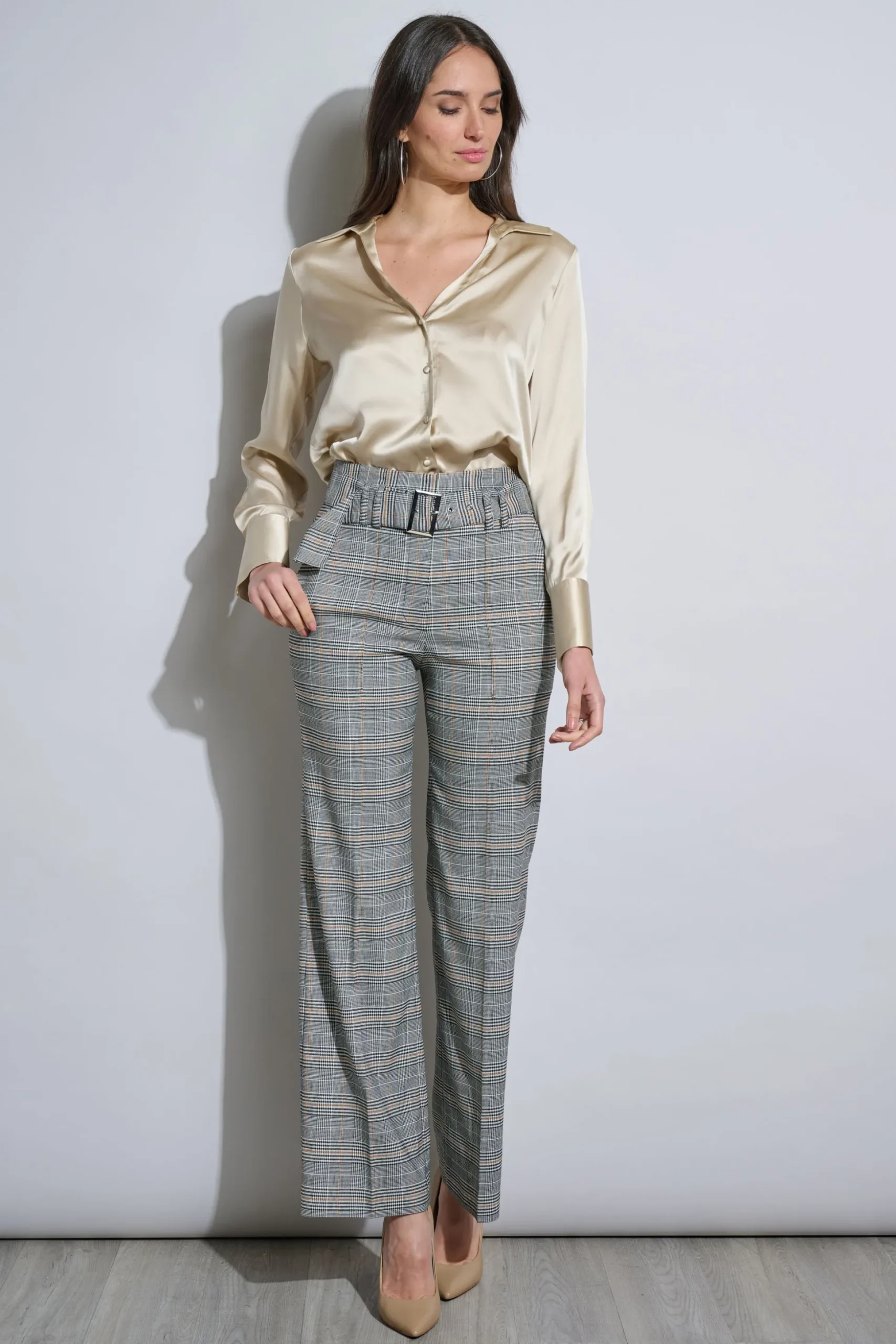 Elie Tahari Bottoms-Plaid Belted Pant ANGIEPLAID