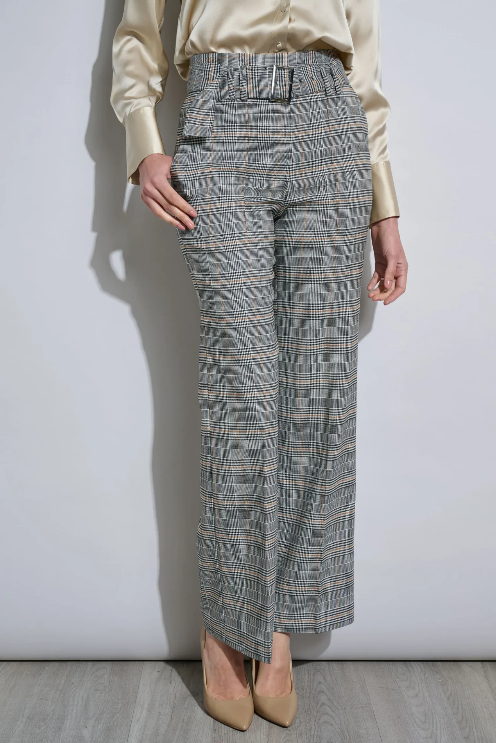 Elie Tahari Bottoms-Plaid Belted Pant ANGIEPLAID