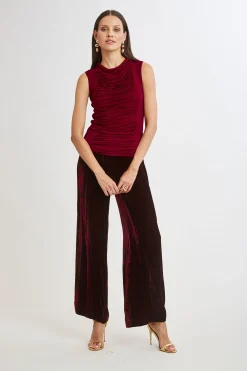 Elie Tahari Tops & Sweaters-Pleat Detail Matte Jersey Knit SANGRIA