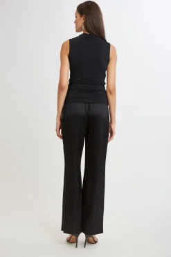 Elie Tahari Tops & Sweaters-Pleat Detail Matte Jersey Knit BLACK