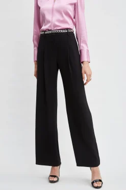 Elie Tahari Bottoms-Pleated Crepe Pant BLACK
