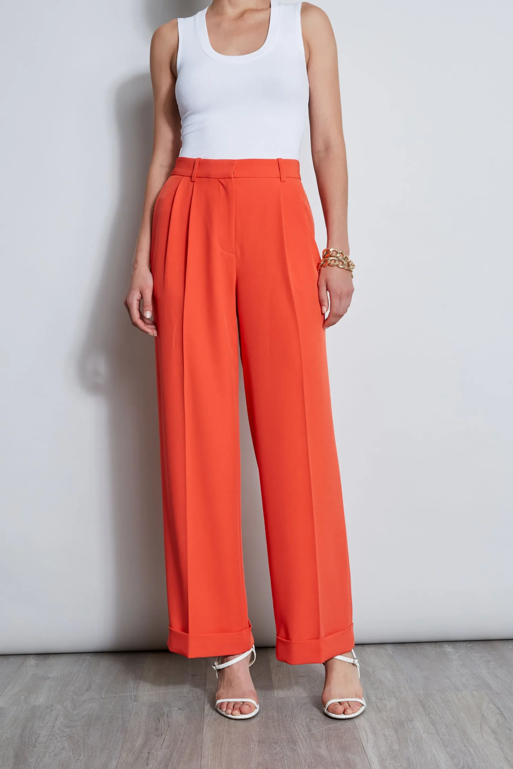 Elie Tahari Bottoms-Pleated Cuffed Pant JUPITERGLOW