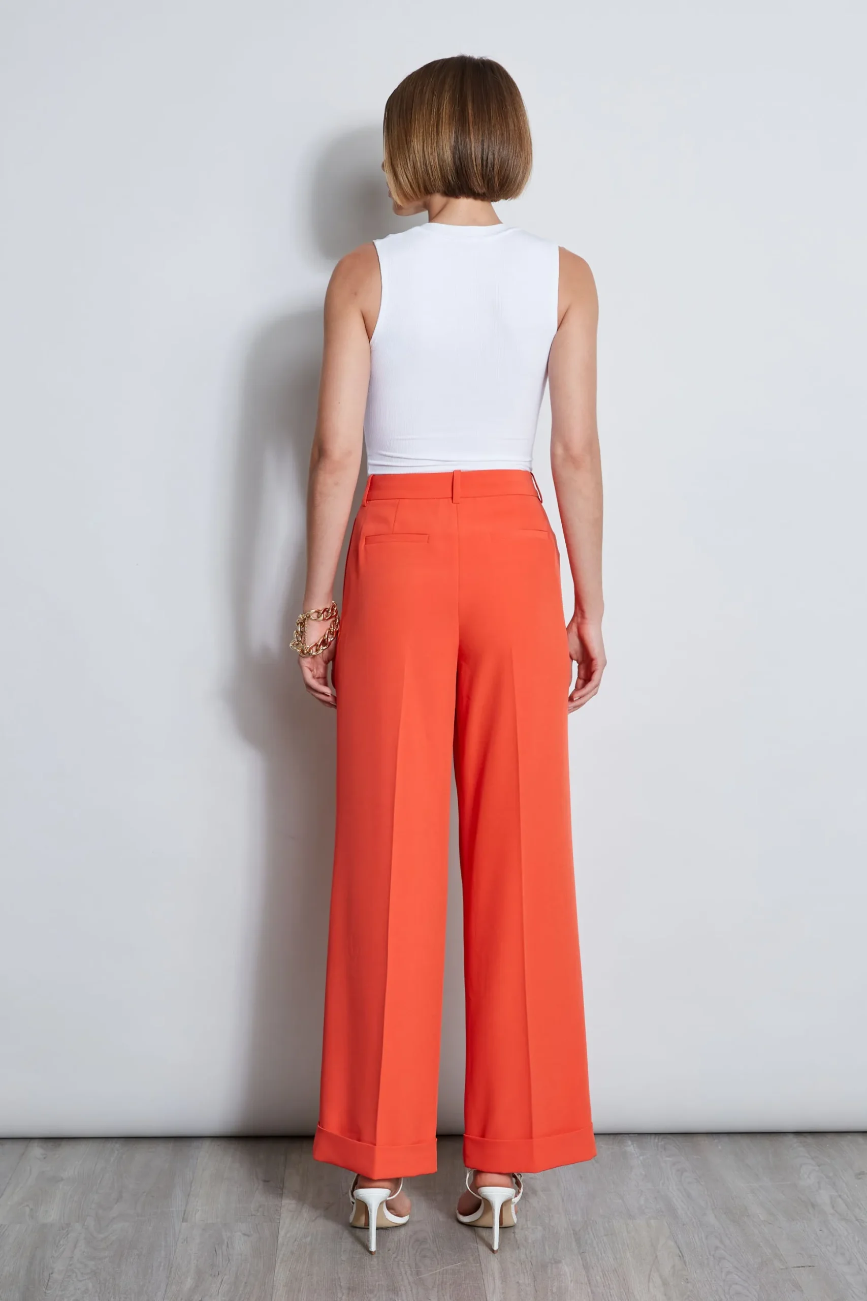 Elie Tahari Bottoms-Pleated Cuffed Pant JUPITERGLOW