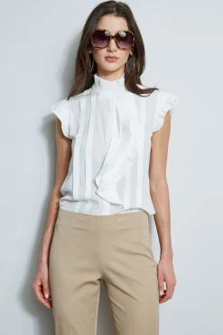 Elie Tahari Tops & Sweaters-Pleated Flutter Silk Shirt SkyWhite
