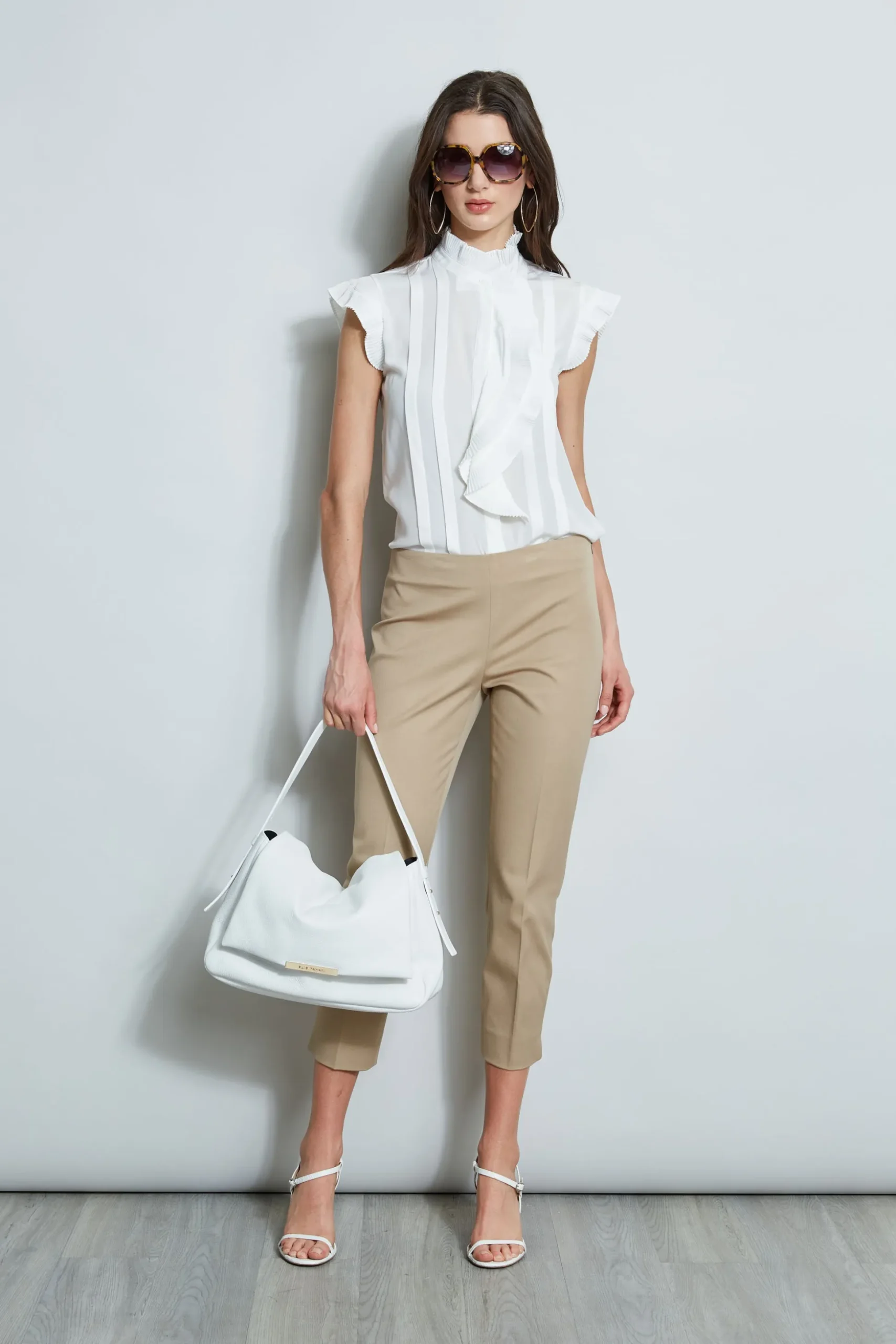 Elie Tahari Tops & Sweaters-Pleated Flutter Silk Shirt SkyWhite