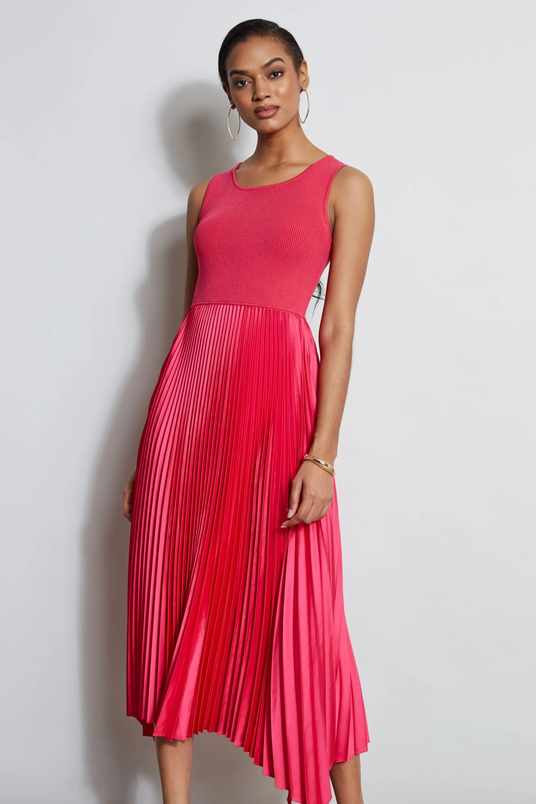 Elie Tahari Dresses & Jumpsuits|Midi Dresses-Pleated Midi Dress ISLANDPINK