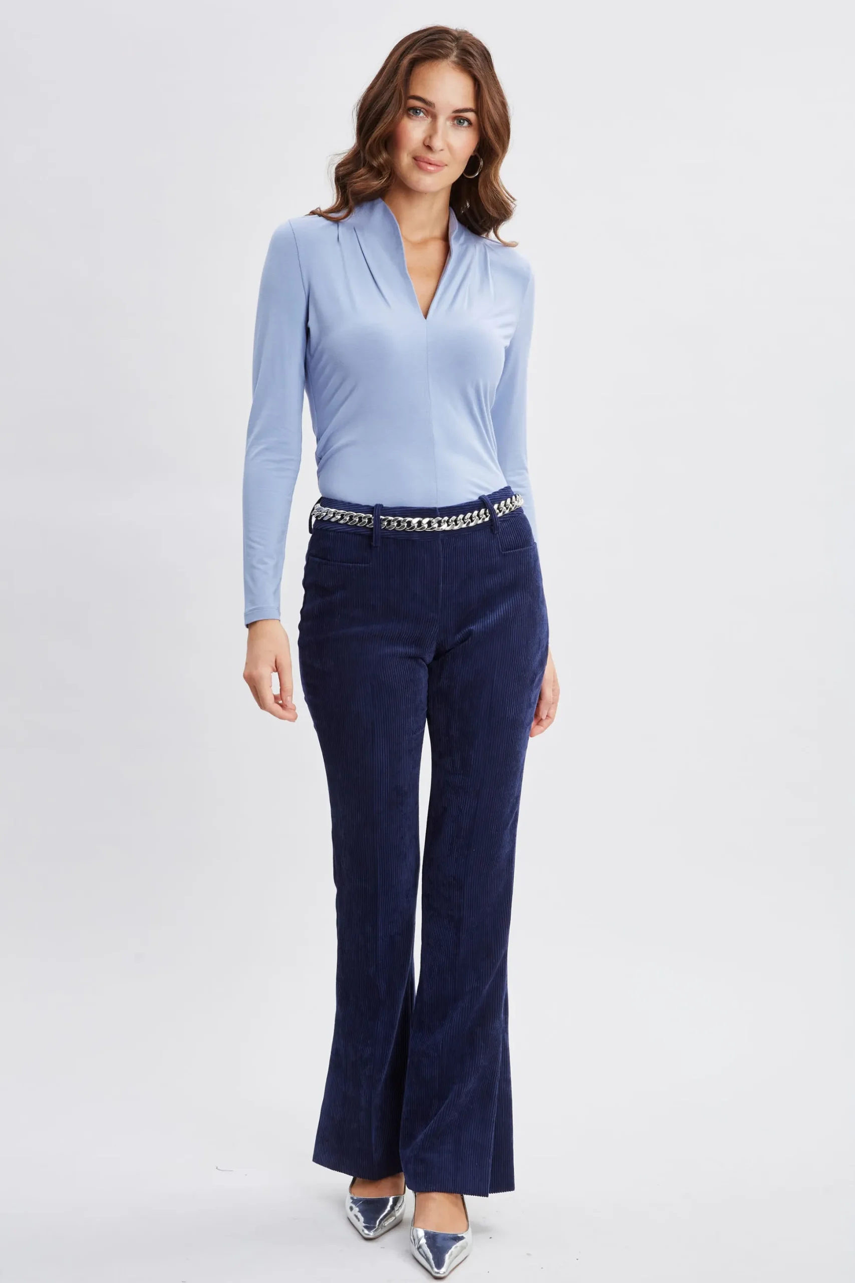Elie Tahari Tops & Sweaters-Pleated Neck Knit BLUEFROST