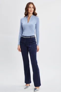 Elie Tahari Tops & Sweaters-Pleated Neck Knit BLUEFROST