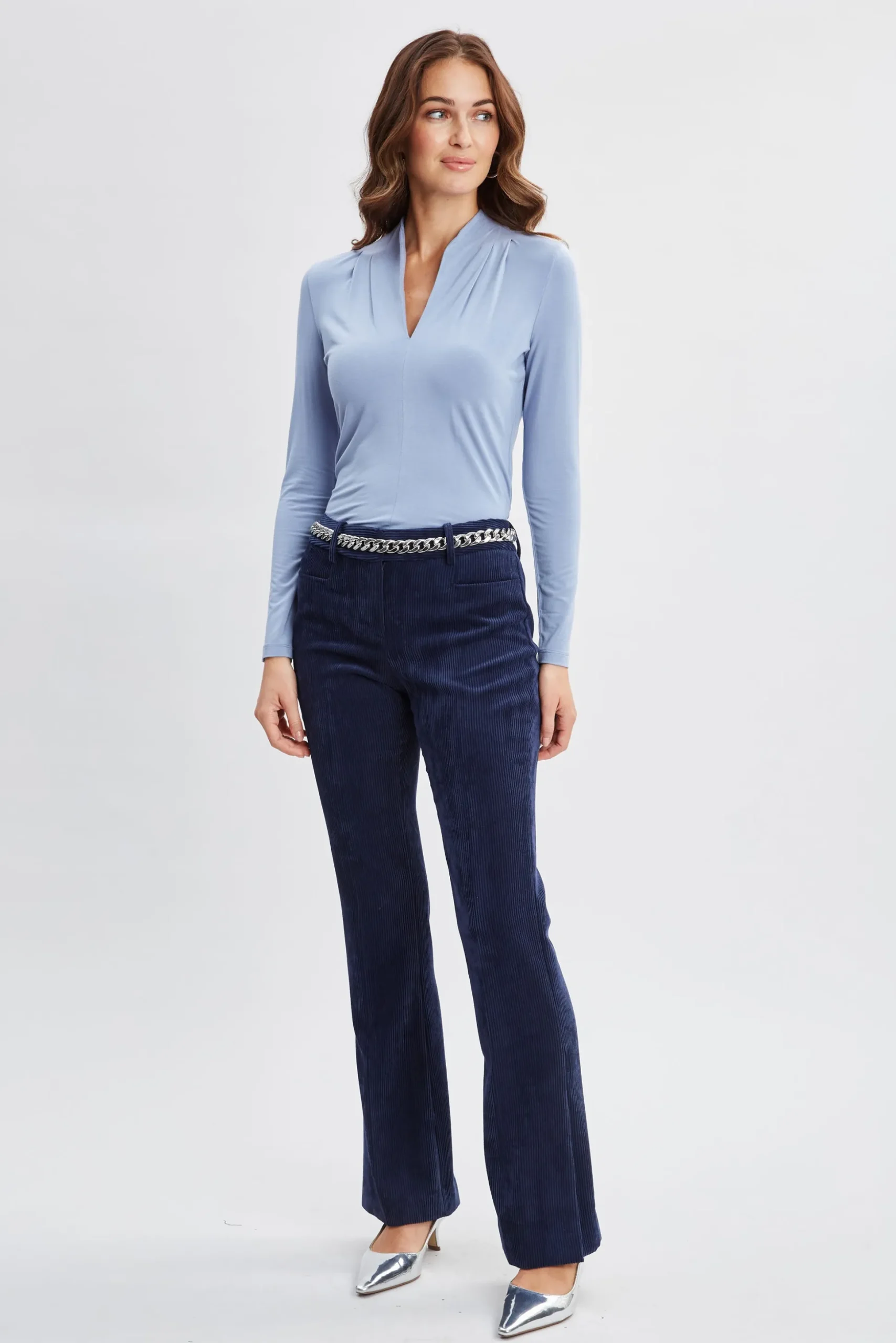 Elie Tahari Tops & Sweaters-Pleated Neck Knit BLUEFROST