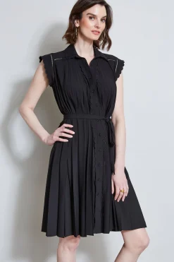 Elie Tahari Dresses & Jumpsuits-Pleated Scallop Dress NOIR