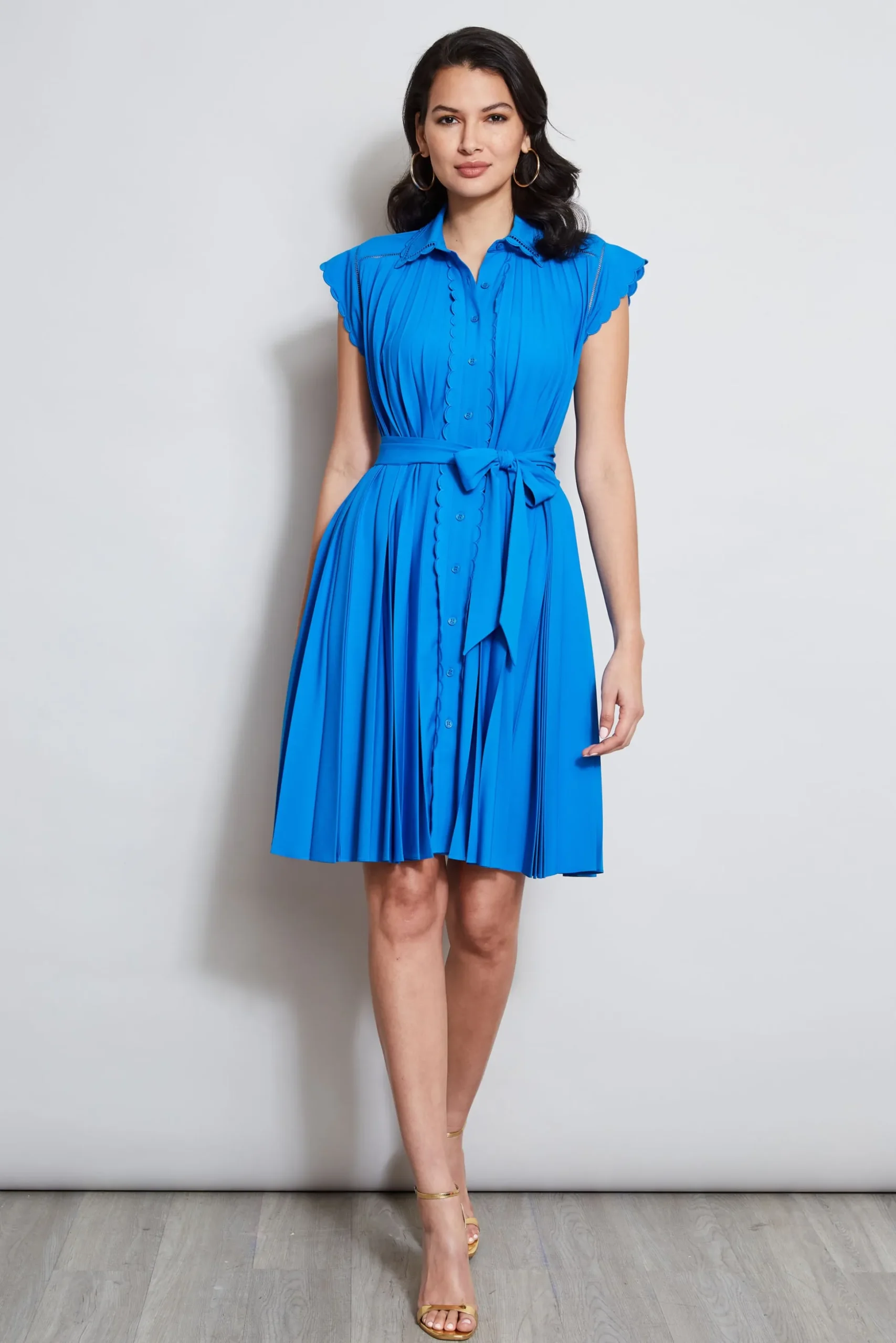 Elie Tahari Dresses & Jumpsuits-Pleated Scallop Dress BLUEIVY