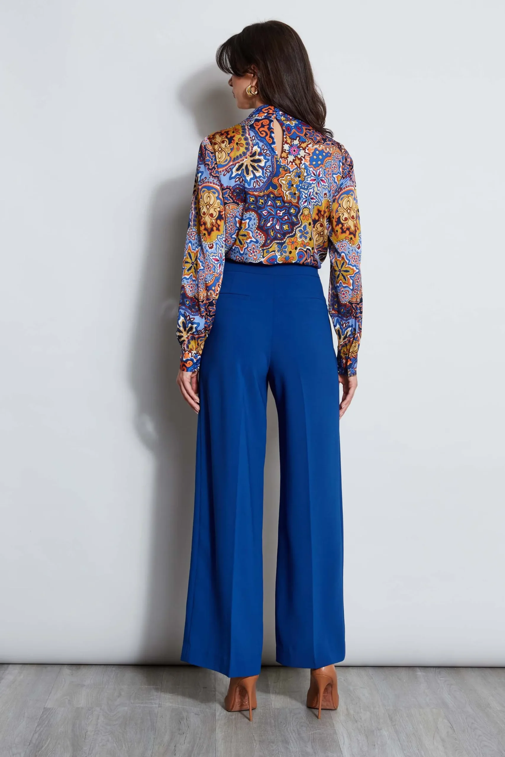 Elie Tahari Bottoms-Pleated Wide Leg Pant TWILIGHT