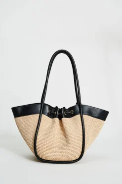 Elie Tahari Fragrance|Gloves-Raffia Tote Bag SAND-BLACK