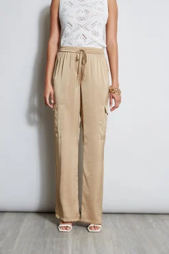 Elie Tahari Bottoms-Relaxed Satin Cargo Pant SANDCASTLE