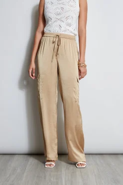Elie Tahari Bottoms-Relaxed Satin Cargo Pant SANDCASTLE