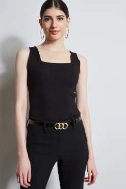 Elie Tahari Tops & Sweaters-Rib Detail Sweater Tank BLACK