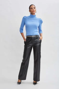 Elie Tahari Tops & Sweaters-Ruched Sleeve Cashmere Wool Sweater CLOUDBLUE