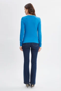 Elie Tahari Tops & Sweaters-Ruched V-Neck Knit OCEAN
