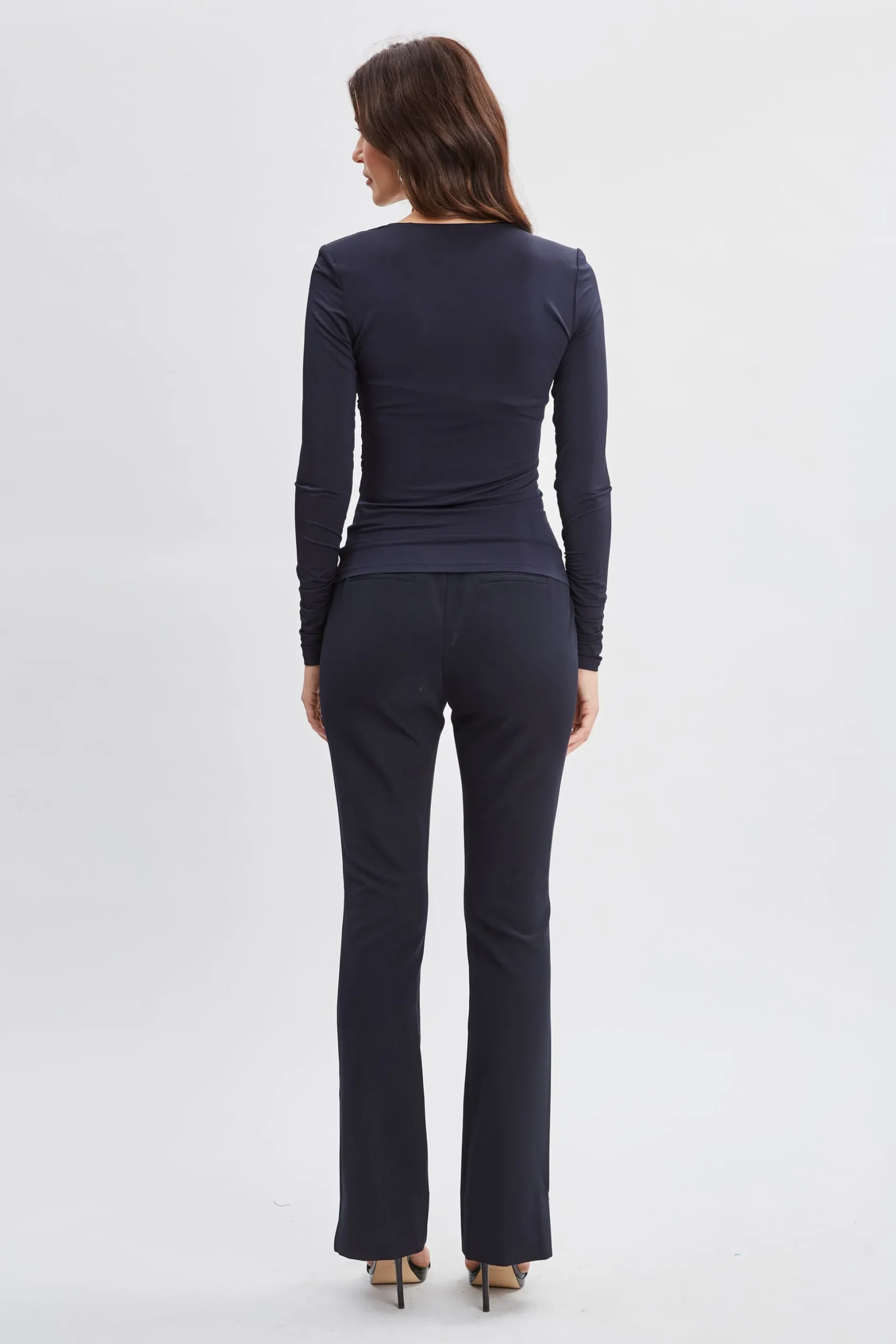 Elie Tahari Tops & Sweaters-Ruched V-Neck Knit INDIGO
