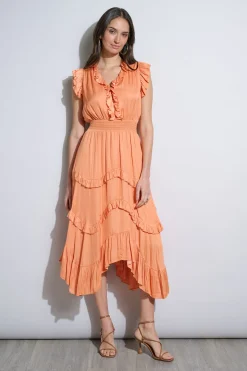 Elie Tahari Dresses & Jumpsuits|Midi Dresses-Ruffle Midi Dress HOPSCOTCH