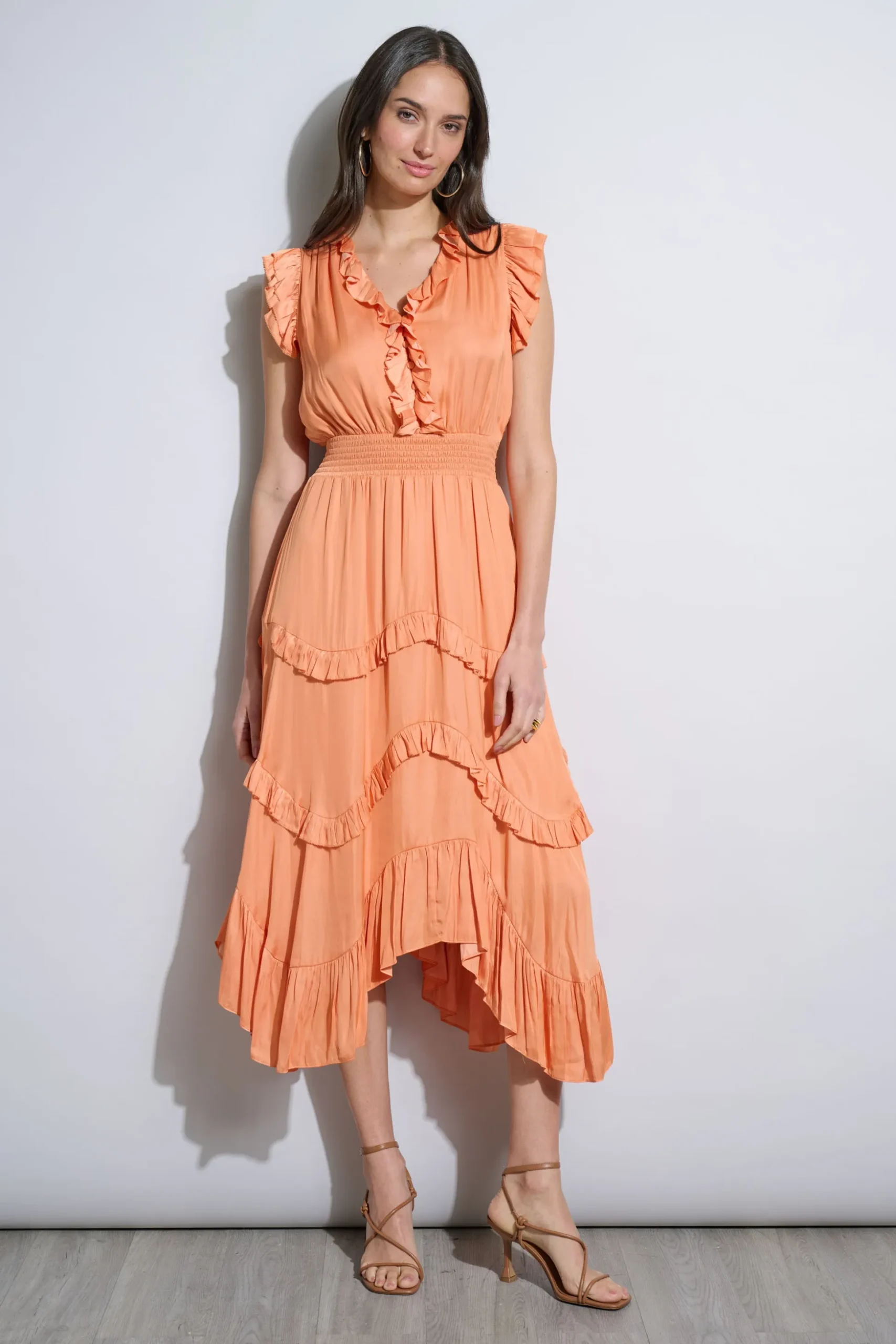Elie Tahari Dresses & Jumpsuits|Midi Dresses-Ruffle Midi Dress HOPSCOTCH