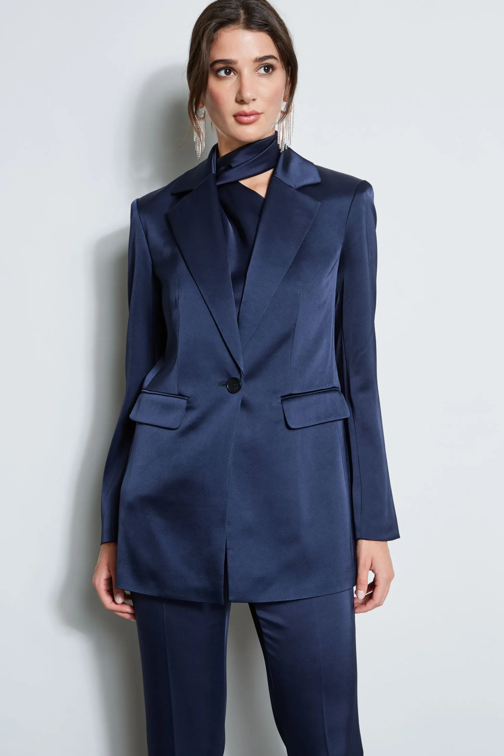 Elie Tahari Jackets & Blazers-Satin Boyfriend Blazer MIDNIGHT