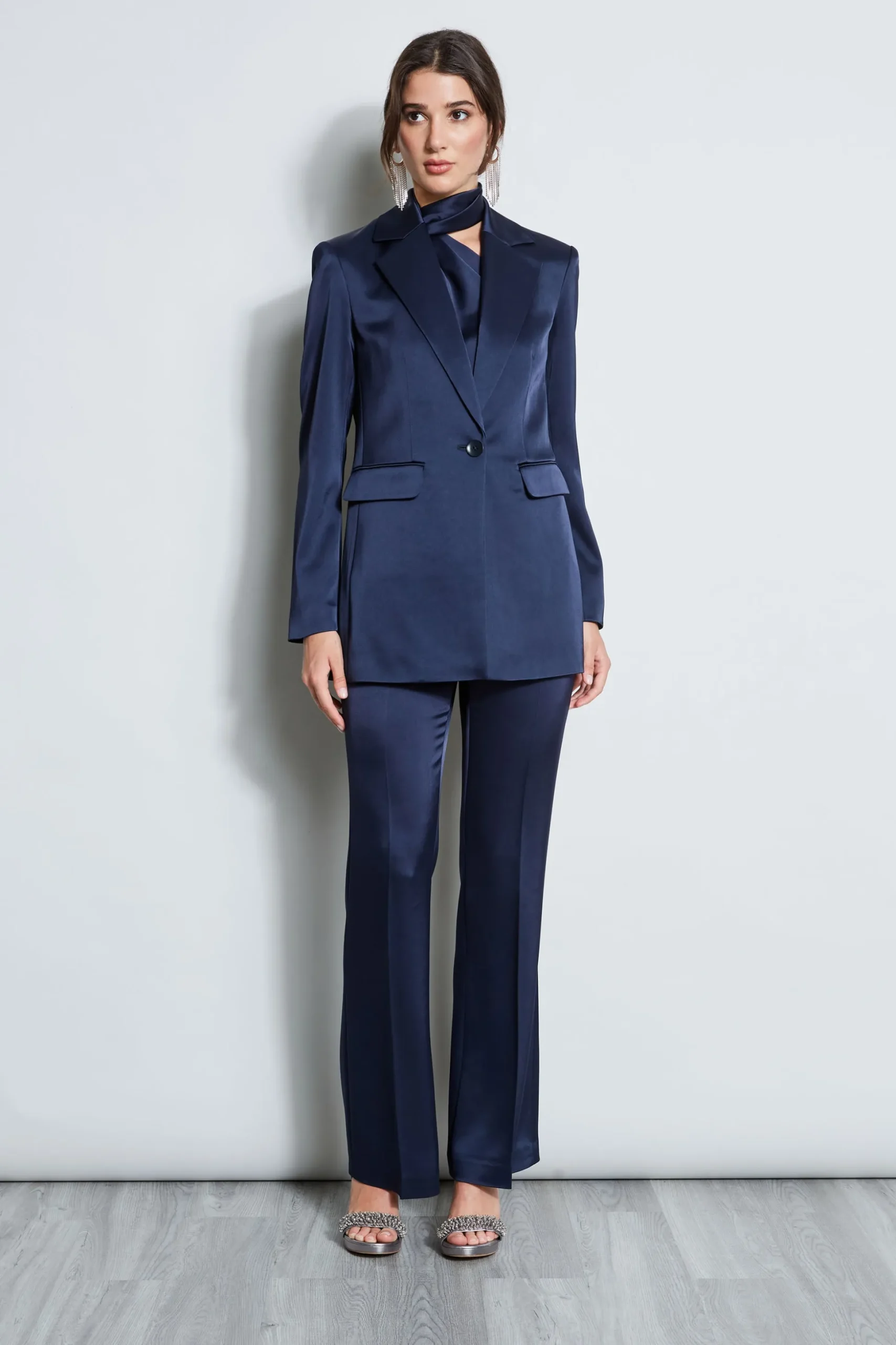 Elie Tahari Jackets & Blazers-Satin Boyfriend Blazer MIDNIGHT