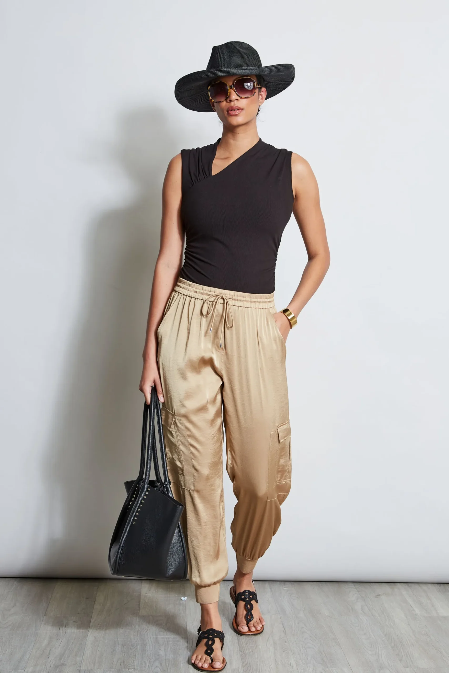 Elie Tahari Bottoms-Satin Cargo Pant SANDCASTLE