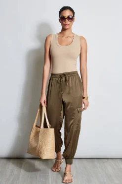 Elie Tahari Bottoms-Satin Cargo Pant SAVOY