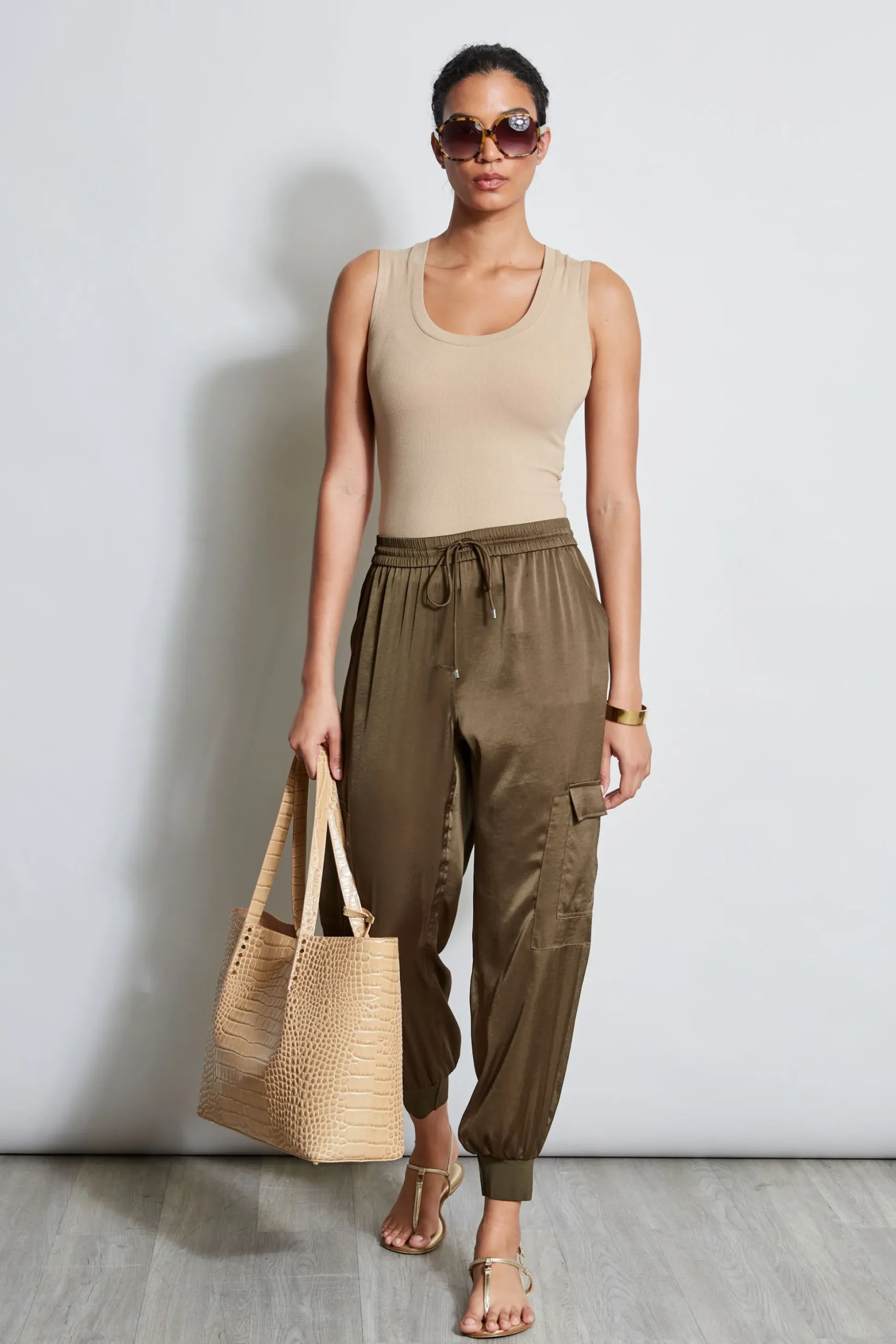 Elie Tahari Bottoms-Satin Cargo Pant SAVOY