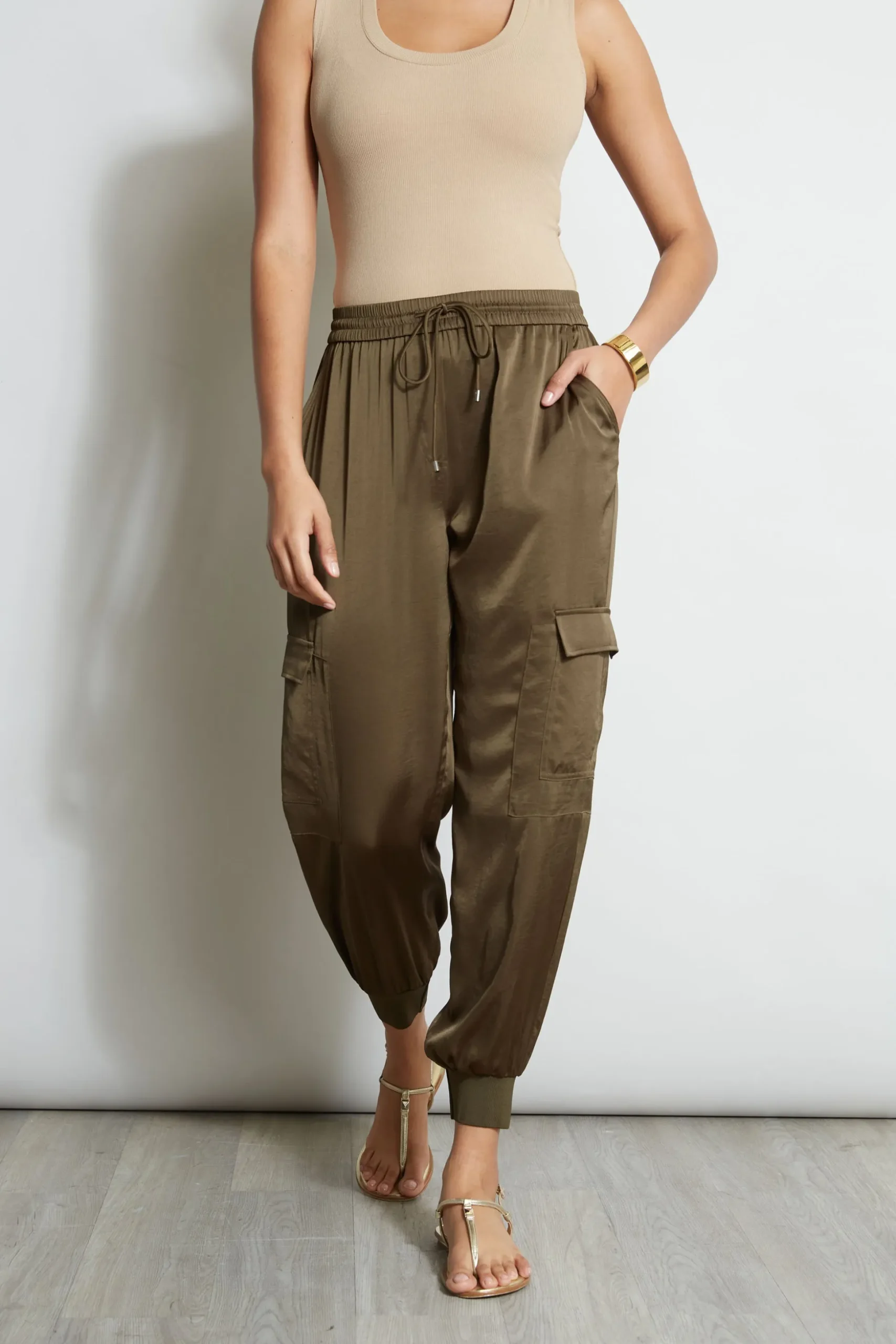 Elie Tahari Bottoms-Satin Cargo Pant SAVOY