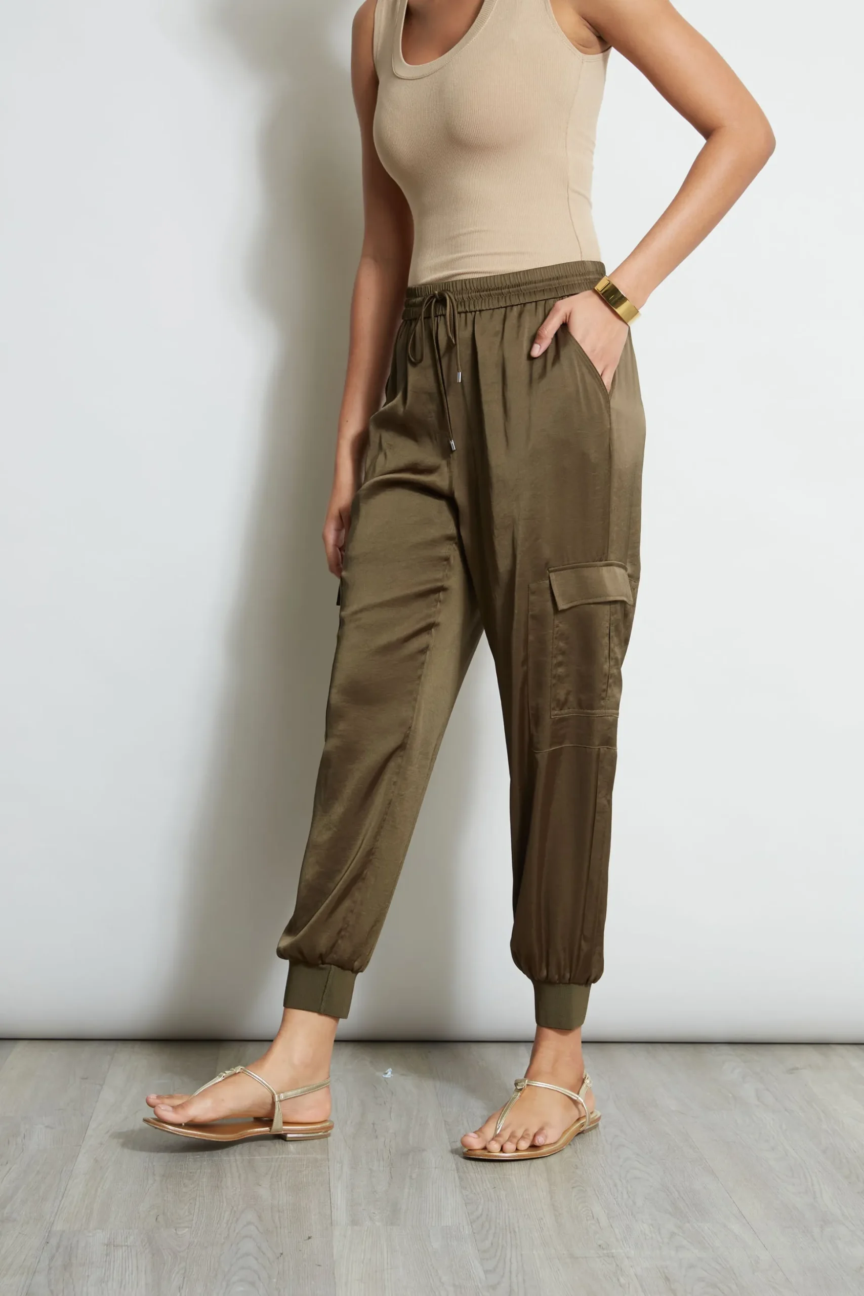 Elie Tahari Bottoms-Satin Cargo Pant SAVOY