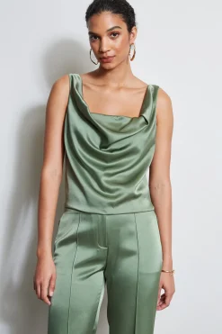 Elie Tahari Tops & Sweaters-Satin Cowl Cami TUSCANOLIVE