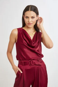 Elie Tahari Tops & Sweaters-Satin Cowl Top SANGRIA