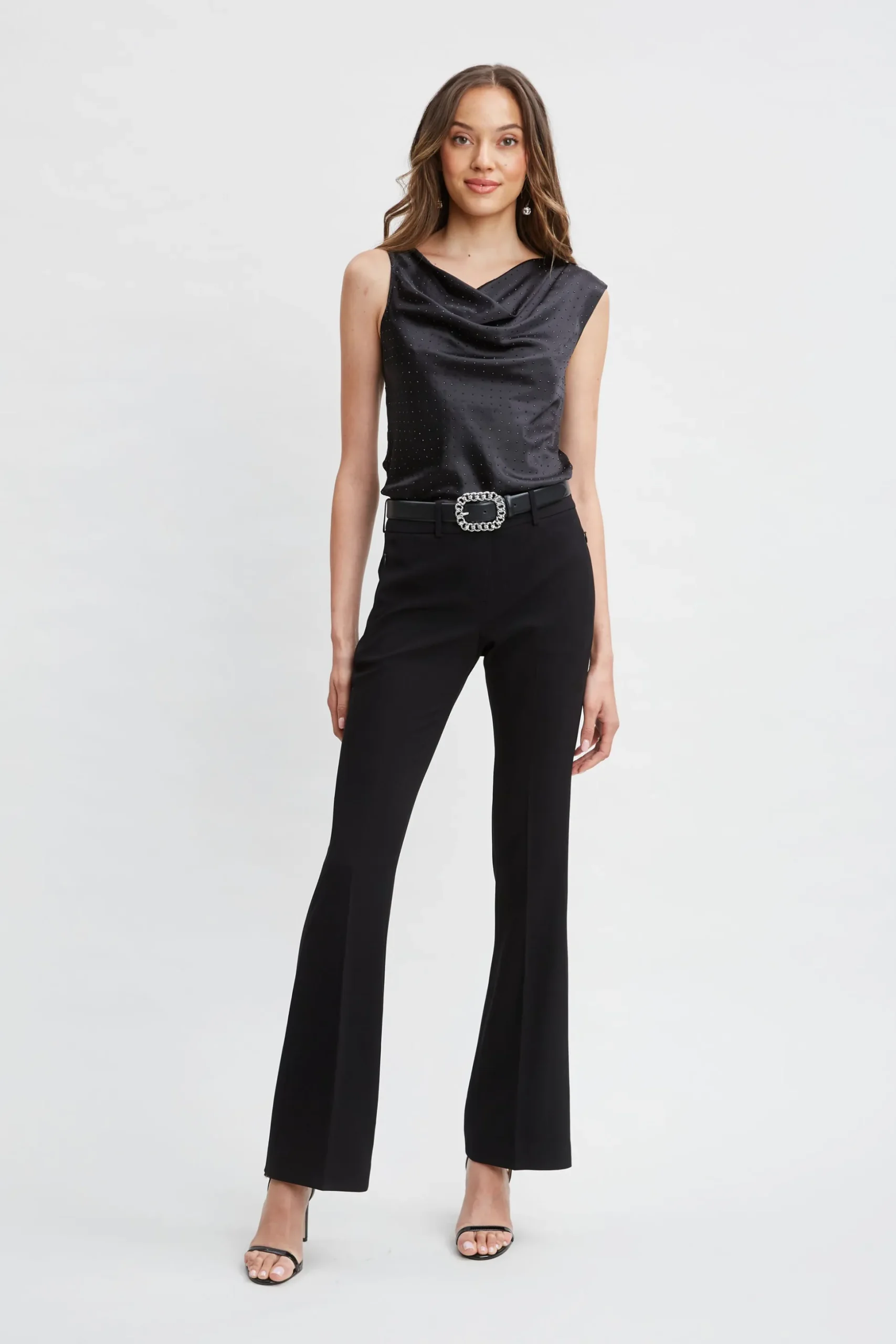 Elie Tahari Tops & Sweaters-Satin Crystal Cowl Top BLACK-BLACK