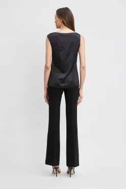 Elie Tahari Tops & Sweaters-Satin Crystal Cowl Top BLACK-BLACK