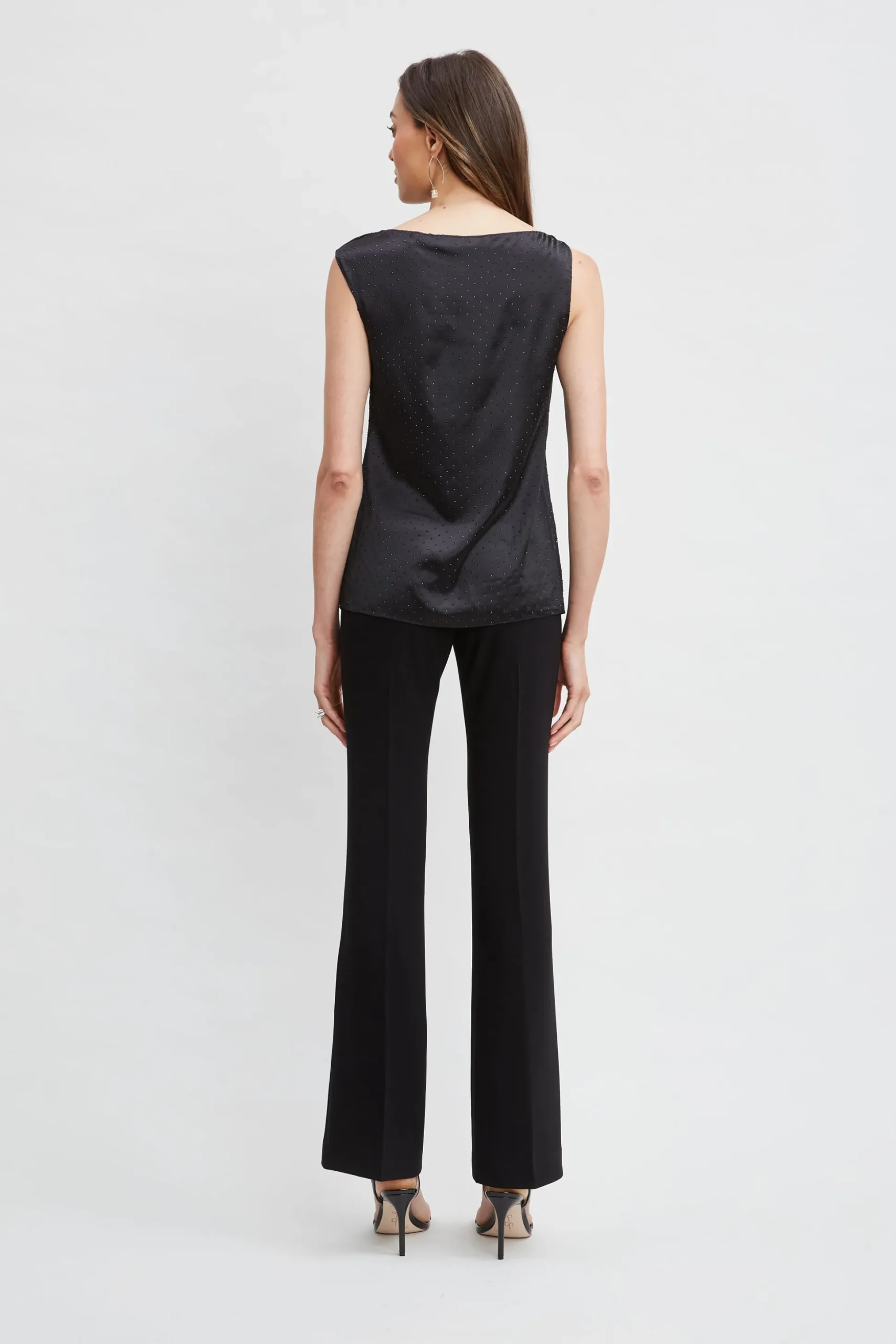 Elie Tahari Tops & Sweaters-Satin Crystal Cowl Top BLACK-BLACK