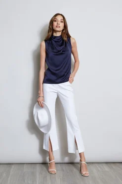 Elie Tahari Tops & Sweaters-Satin Draped Neck Top STARGAZER