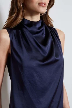 Elie Tahari Tops & Sweaters-Satin Draped Neck Top STARGAZER