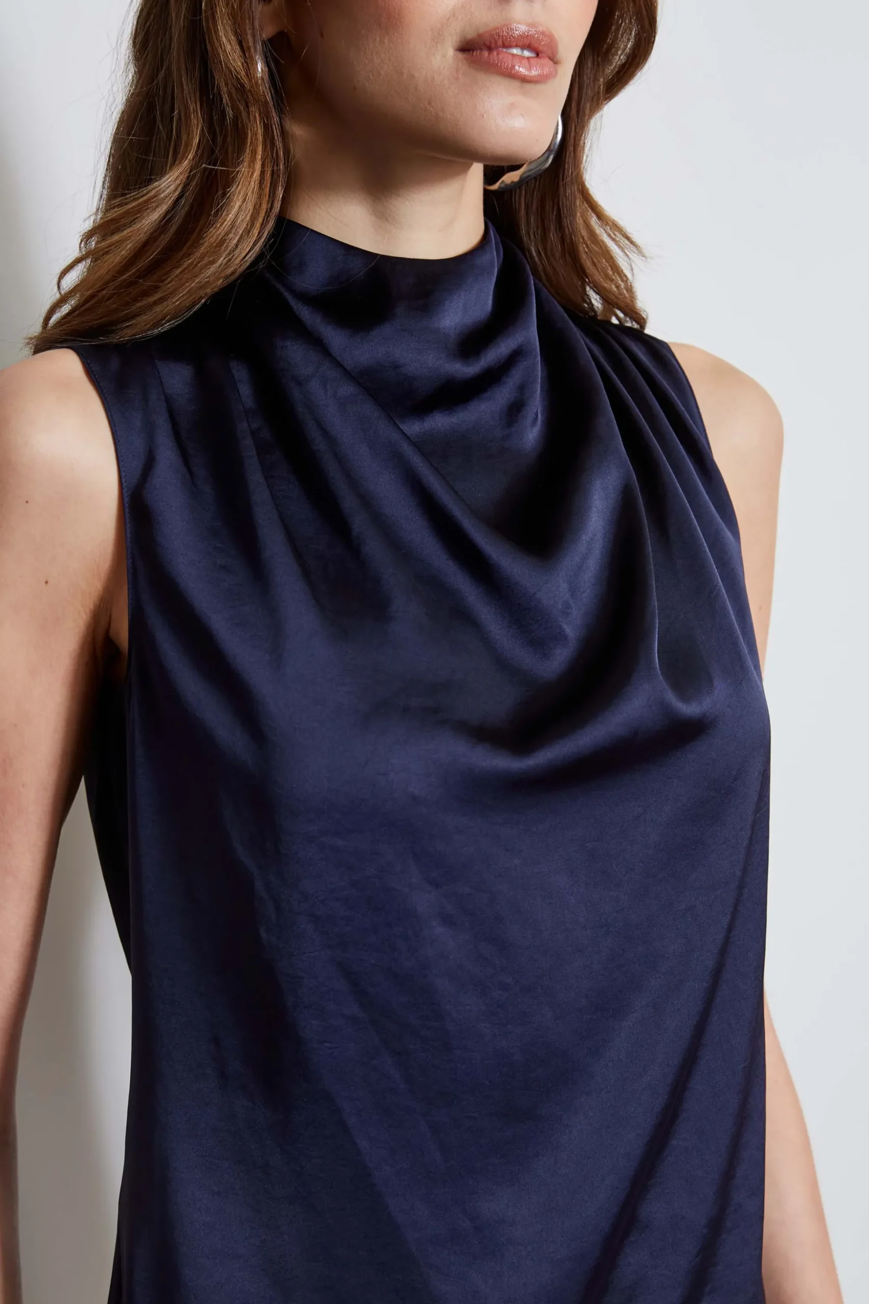 Elie Tahari Tops & Sweaters-Satin Draped Neck Top STARGAZER