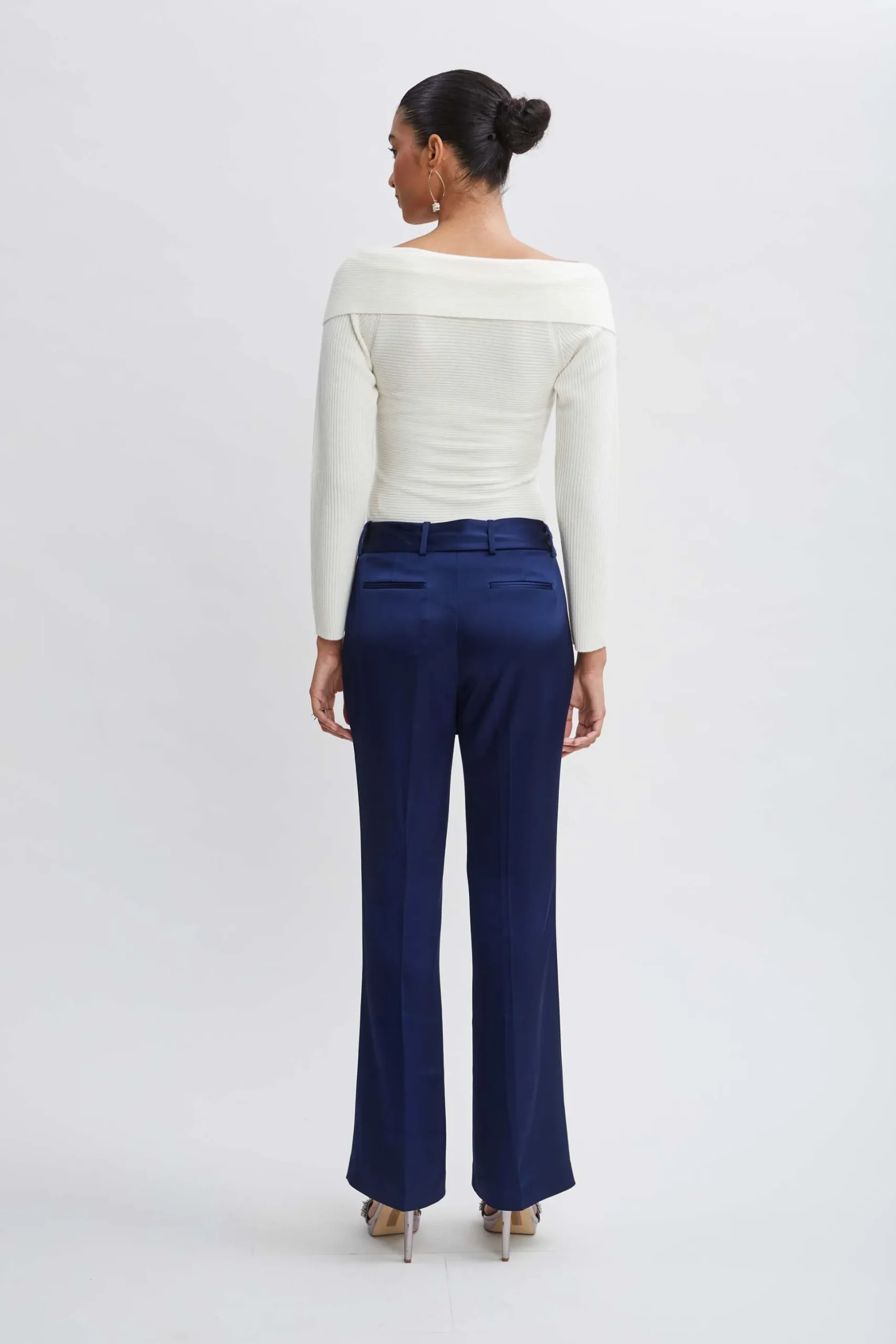 Elie Tahari Bottoms-Satin Fit & Flare Sash Pant MIDNIGHT